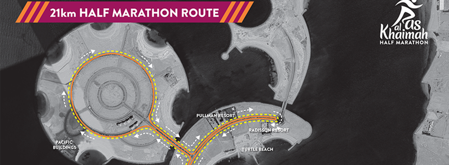Strecken für den Halbmarathon von Ras Al Khaimah